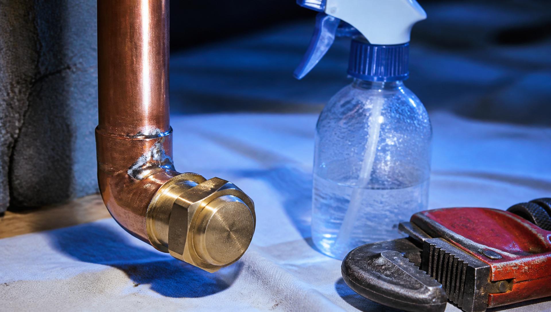 Copper gas pipe end capped with a brass compression fitting